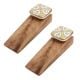 2 Pieces Golden Leaf Flower Square Ceramic Wooden Door Stopper